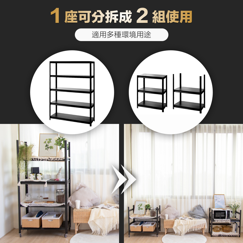 寬120cm 高183cm 深40cm 五層含側欄，每層載重100KG